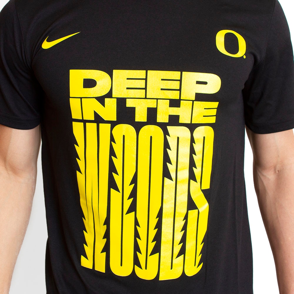 Classic Oregon O, Nike, Black, Crew Neck, Performance/Dri-FIT, Men, Basketball, Deep in the Woods, T-Shirt, 337805